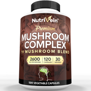 Nutrivein Nutrivein Premium Mushroom Supplement 2600 mg- Bottle 120 Capsules TV-N19P-4QLS White Smoke