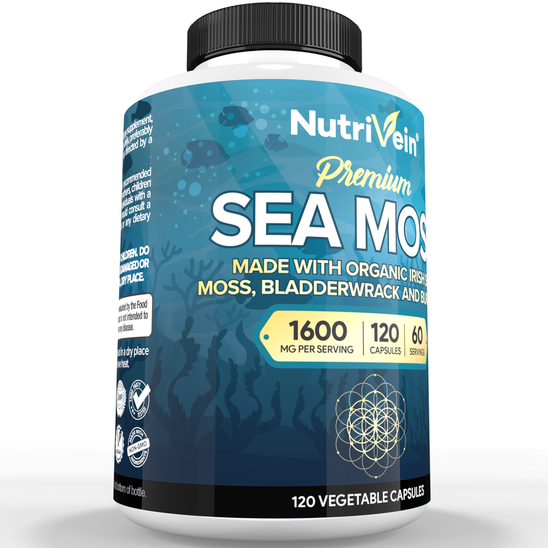 Nutrivein Nutrivein Organic Sea Moss 1600mg Plus Bladderwrack & Burdock - 120 Capsules 65-25PU-ZLQ1 White Smoke