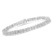 Bids.com .925 Sterling Silver 1.0 Cttw Chevron 2 Stone Arrow Link Tennis Bracelet (I-J Color, I3 Clarity) - 7â€ Bracelets White Smoke White.Sterling Silver / 7