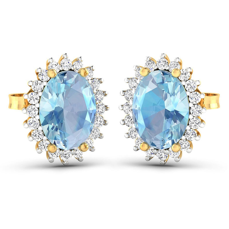 Bids.com 2.36 Carat Genuine Aquamarine and White Diamond 14K Yellow Gold Earrings Earrings White Smoke