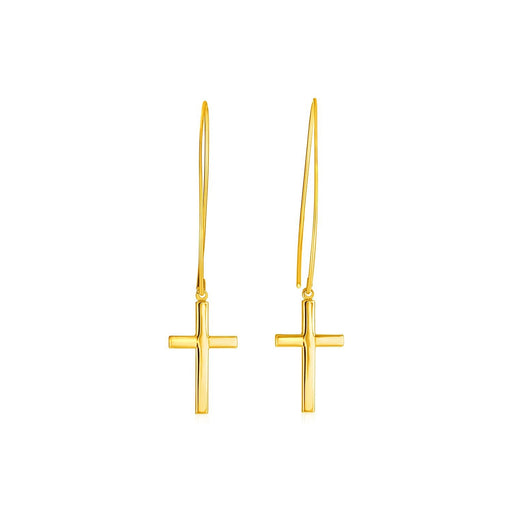 Bids.com 14k Yellow Gold Dangle Cross Earrings Earrings White Smoke Yellow Gold