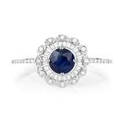 Bids.com 0.72 Carat Genuine Blue Sapphire and White Diamond 14K White Gold Ring Rings White Smoke size 5.00,size 6.00,size 7.00,size 8.00,size 9.00