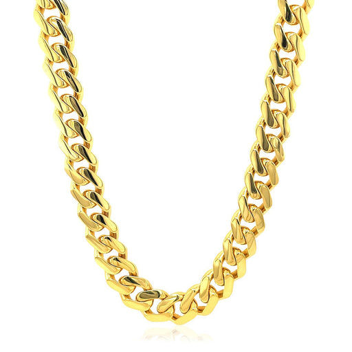 Bids.com 14k Yellow Gold Polished Miami Cuban Chain Necklace Necklaces White Smoke 22 / Yellow Gold