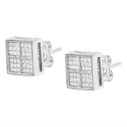 Bids.com 14K White Gold 1/2 Cttw Princess Diamond Composite Box Shape Milgrain Stud Earrings (H-I Color, SI1-SI2 Clarity) Earrings White Smoke White.Gold / 0.5