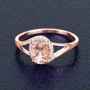 Bids.com 0.78 Carat Genuine Morganite and White Diamond 14K Rose Gold Ring Rings Dark Slate Gray size 6.00,size 7.00,size 8.00,size 5.00,size 9.00