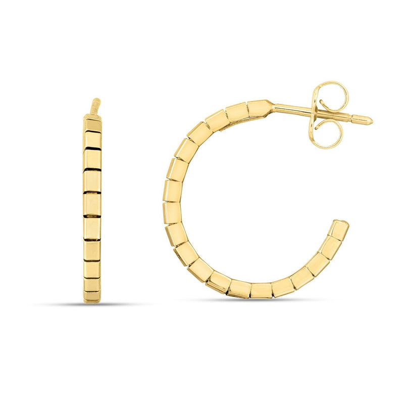 Bids.com 14k Yellow Gold Brick Omega Hoop Earrings Earrings White Smoke Yellow Gold