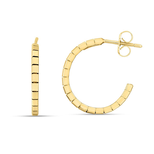 Bids.com 14k Yellow Gold Brick Omega Hoop Earrings Earrings White Smoke Yellow Gold