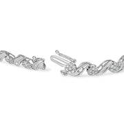 Bids.com 10K White Gold 2.00 Cttw Round-Cut and Baguette-Cut Diamond Floral Design Swirl Link 7" Bracelet (I-J Color, I1-I2 Clarity) Bracelets White Smoke White.Gold / 2.11