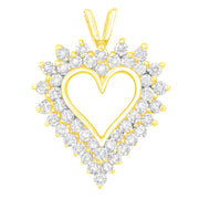 Bids.com 14K Yellow Gold Plated .925 Sterling Silver Brilliant-Cut Diamond Open Heart 18" Pendant Necklace (K-L Color, I1-I2 Clarity) Necklaces White Smoke Yellow.Sterling Silver / 18