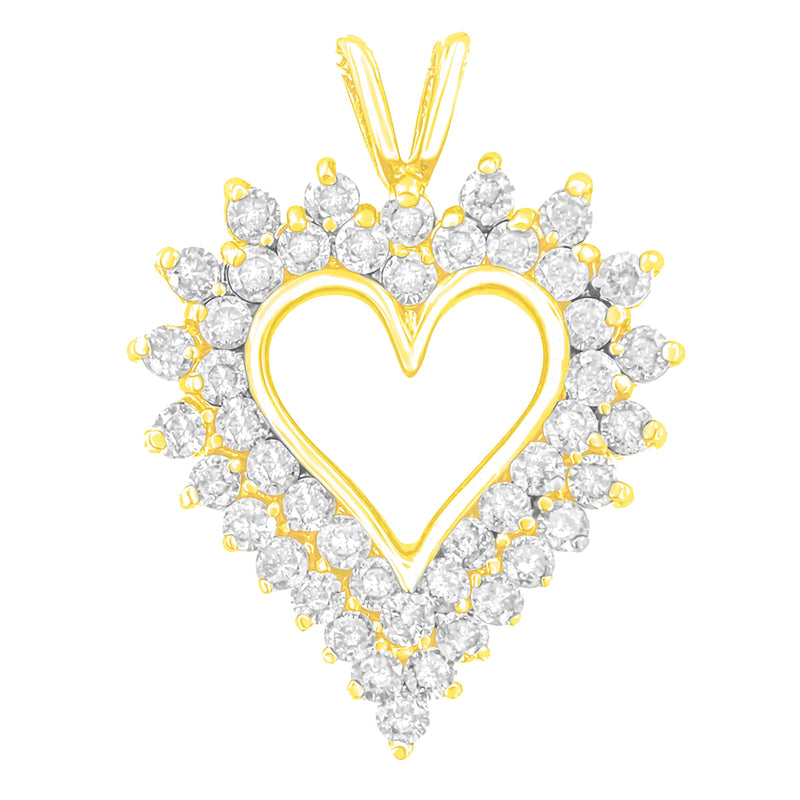 Bids.com 14K Yellow Gold Plated .925 Sterling Silver Brilliant-Cut Diamond Open Heart 18" Pendant Necklace (K-L Color, I1-I2 Clarity) Necklaces White Smoke Yellow.Sterling Silver / 18