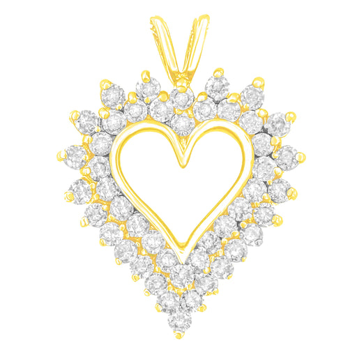 Bids.com 14K Yellow Gold Plated .925 Sterling Silver Brilliant-Cut Diamond Open Heart 18" Pendant Necklace (K-L Color, I1-I2 Clarity) Necklaces White Smoke Yellow.Sterling Silver / 18