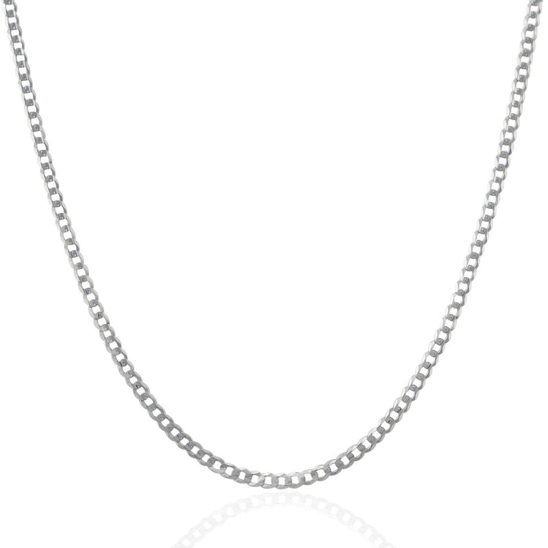 Bids.com 2.6mm 14k White Gold Solid Curb Chain Necklaces White Smoke 16 / White Gold,18 / White Gold,20 / White Gold,24 / White Gold