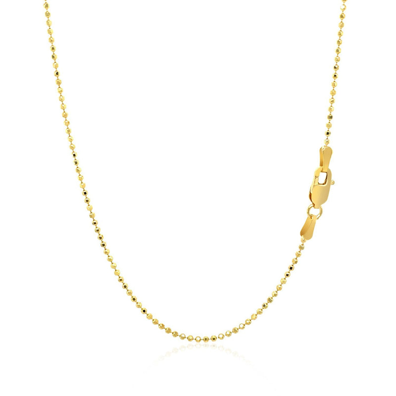 Bids.com 14k Yellow Gold Diamond-Cut Bead Chain 1.2mm Necklaces White Smoke 16 / Yellow Gold,18 / Yellow Gold,20 / Yellow Gold
