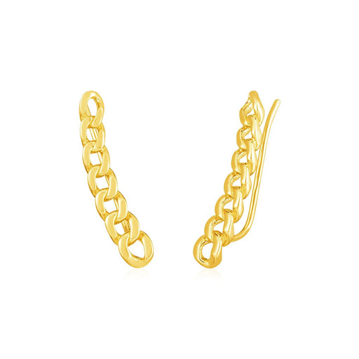 Bids.com 14k Yellow Gold Ear Climber Earring with Chain Links Earrings White Smoke Yellow Gold