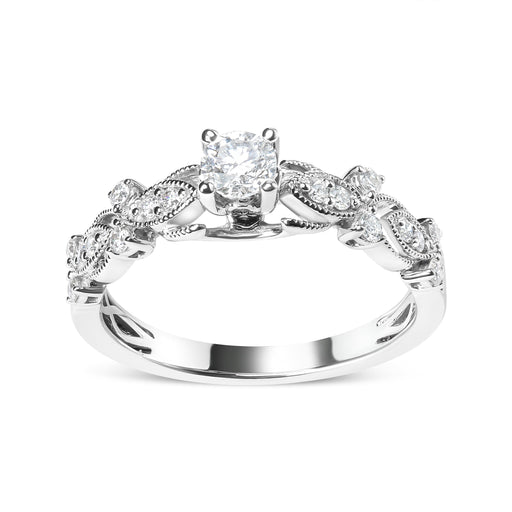 Bids.com 14K White Gold 1/2 Cttw Diamond Vintage Style Engagement Ring (G-H Color, VS2-SI1 Clarity) - Size 7 Rings White Smoke 7 / White.Gold