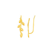 Bids.com Leafy Branch Motif Climber Earrings in 14k Yellow Gold Earrings White Smoke Yellow Gold