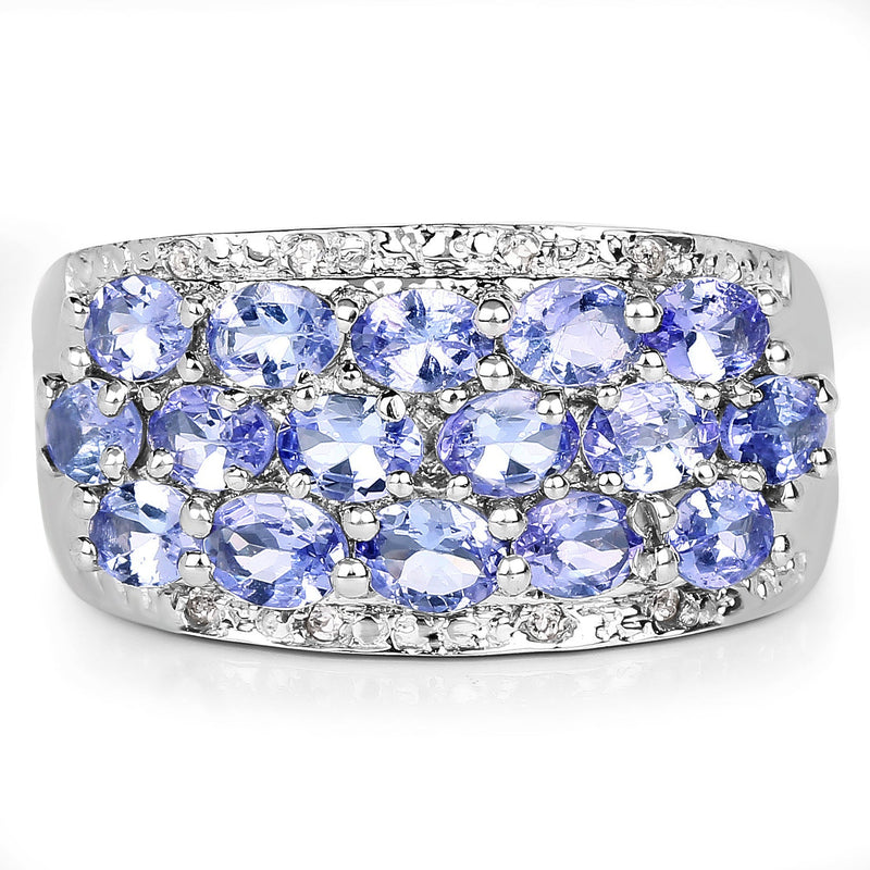 Bids.com 2.76 Carat Genuine Tanzanite and White Topaz .925 Sterling Silver Ring Rings White Smoke size 6.00,size 8.00,size 6.50,size 7.00,size 9.00,size 8.50,size 5.00