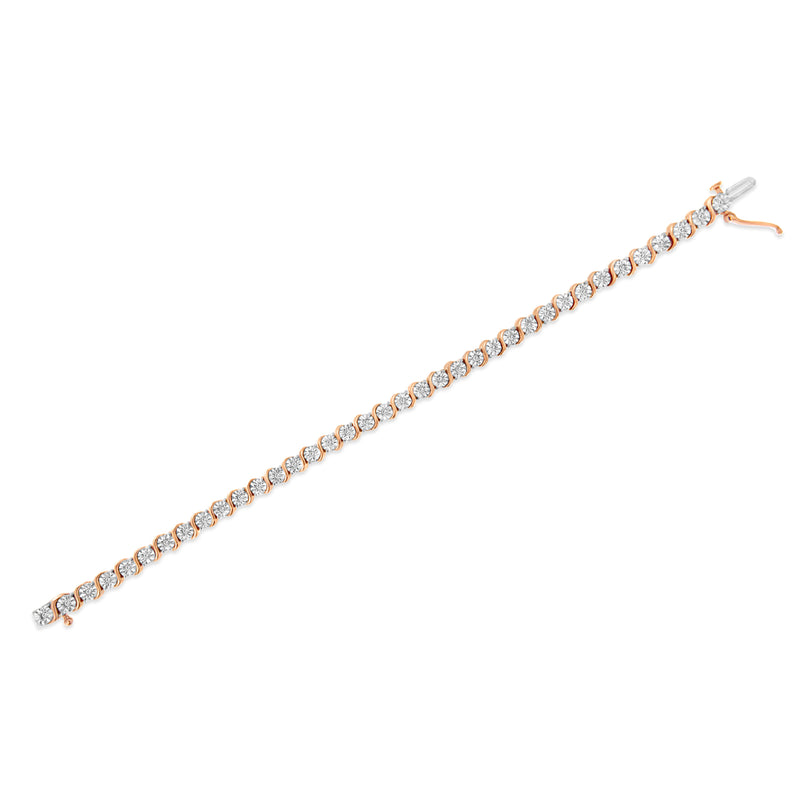 Bids.com 14K Rose Gold Plated .925 Sterling Silver 1/4 Cttw Diamond Round Miracle Plate and "S" Link Tennis Bracelet (I-J Color, I2- I3 Clarity) - 7" Bracelets White Smoke Rose.Sterling Silver / 7,White.Sterling Silver / 7,Yellow.Sterling Silver / 7