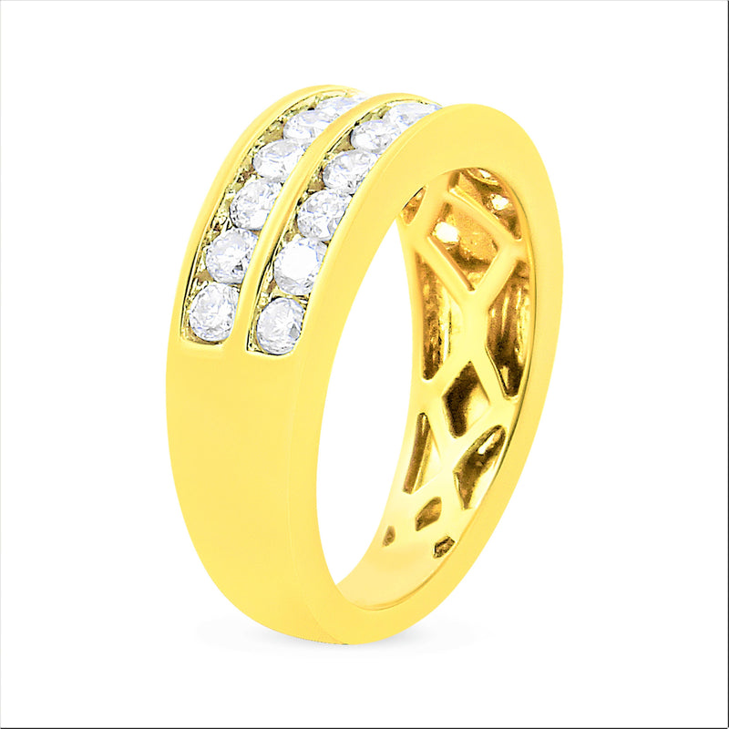 Bids.com 10K Yellow Gold Two-Row Diamond Band Ring (1 Cttw, J-K Color, I1-I2 Clarity) - Size 6 Rings White Smoke 8 / Yellow.Gold,7 / Yellow.Gold,6 / Yellow.Gold