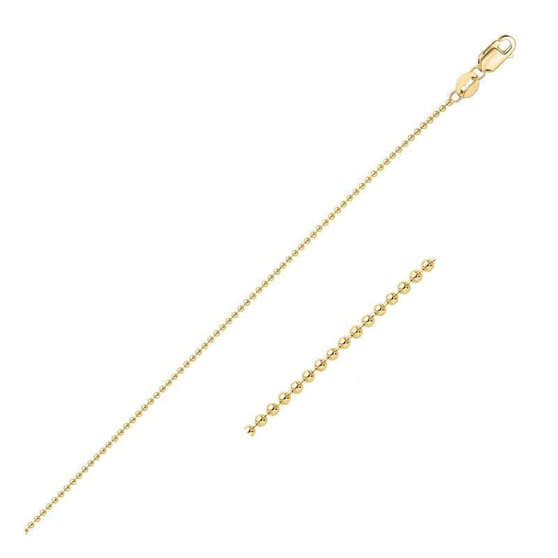 Bids.com 14k Yellow Gold Bead Chain 1.0mm Necklaces White Smoke 16 / Yellow Gold,18 / Yellow Gold,20 / Yellow Gold