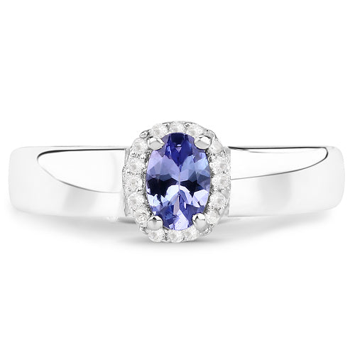 Bids.com 0.54 Carat Genuine Tanzanite and White Zircon .925 Sterling Silver Ring Rings White Smoke size 5.00,size 6.00,size 7.00,size 8.00,size 9.00,size 10.00