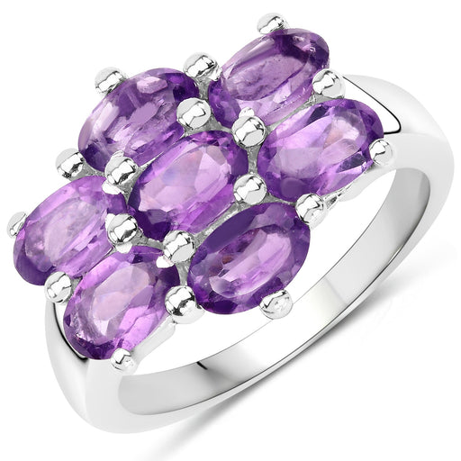 Bids.com 3.01 Carat Genuine  Amethyst .925 Sterling Silver Ring Rings White Smoke size 7.00,size 6.00,size 8.00,size 5.00,size 9.00