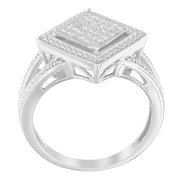 Bids.com .925 Sterling Silver 1/3 Cttw Invisible Set Princess-Cut Diamond Rhombus and Beaded Halo Ring (H-I Color, SI1-SI2 Clarity) - Ring Size 7 Rings White Smoke 7 / Sterling Silver,7 / White.Sterling Silver,6 / White.Sterling Silver,8 / White.Sterling Silver