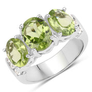 Bids.com 4.14 Carat Genuine Peridot and White Topaz .925 Sterling Silver Ring Rings White Smoke size 5.00,size 6.00,size 7.00,size 8.00,size 8.50,size 9.00