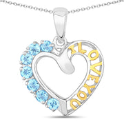 Bids.com 0.84 Carat Genuine Swiss Blue Topaz .925 Sterling Silver Pendant Pendants White Smoke size 18.00
