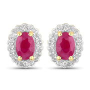 Bids.com 1.94 Carat Genuine Johnson Ruby and White Topaz .925 Sterling Silver Jewelry Set Jewelry Sets White Smoke