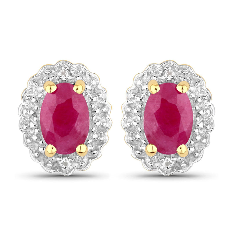 Bids.com 1.94 Carat Genuine Johnson Ruby and White Topaz .925 Sterling Silver Jewelry Set Jewelry Sets White Smoke