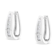 Bids.com 14k White Gold 1/4 Cttw Channel-Set Brilliant Round-Cut Diamond Hoop Earrings (I-J Color, I2-I3 Clarity) Earrings White Smoke White.Gold / 0.25