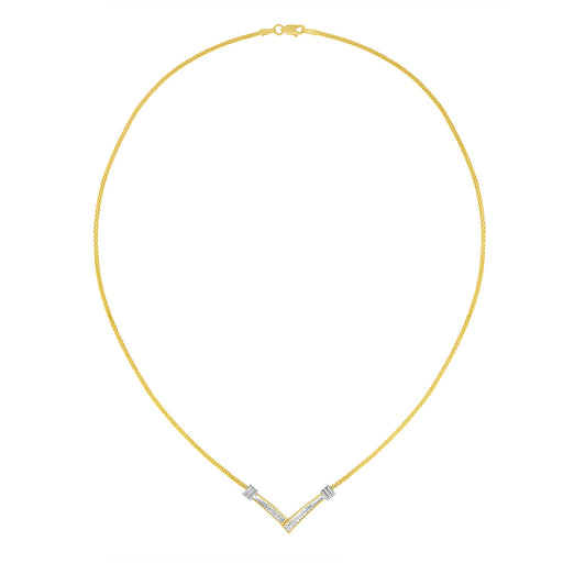 Bids.com 14K Yellow and White Gold 1/4 Cttw Princess Cut Diamond Channel-Set â€œVâ€ Shape 18" Pendant Necklace (H-I Color, SI2-I1 Clarity) Necklaces White Smoke YellowWhite.Gold / 18