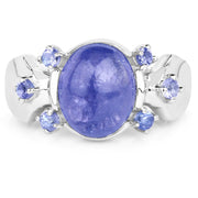 Bids.com 3.76 Carat Genuine Tanzanite .925 Sterling Silver Ring Rings White Smoke size 6.00,size 7.00,size 8.00,size 9.00