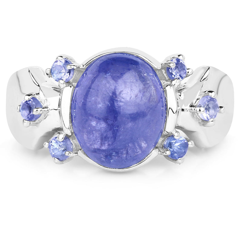 Bids.com 3.76 Carat Genuine Tanzanite .925 Sterling Silver Ring Rings White Smoke size 6.00,size 7.00,size 8.00,size 9.00