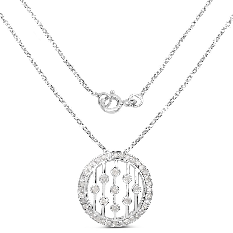 Bids.com 0.53 Carat Genuine White Diamond .925 Sterling Silver Pendant Pendants White Smoke