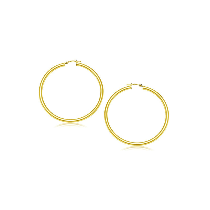 Bids.com 14k Yellow Gold Polished Hoop Earrings (2- mm) Earrings White Smoke Yellow Gold