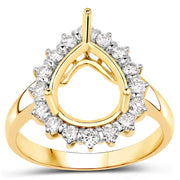 Bids.com 0.48 Carat Genuine White Diamond 14K Yellow Gold Semi Mount Ring - holds 11x9mm Pear Gemstone Rings White Smoke size 7.00,size 6.00,size 8.00