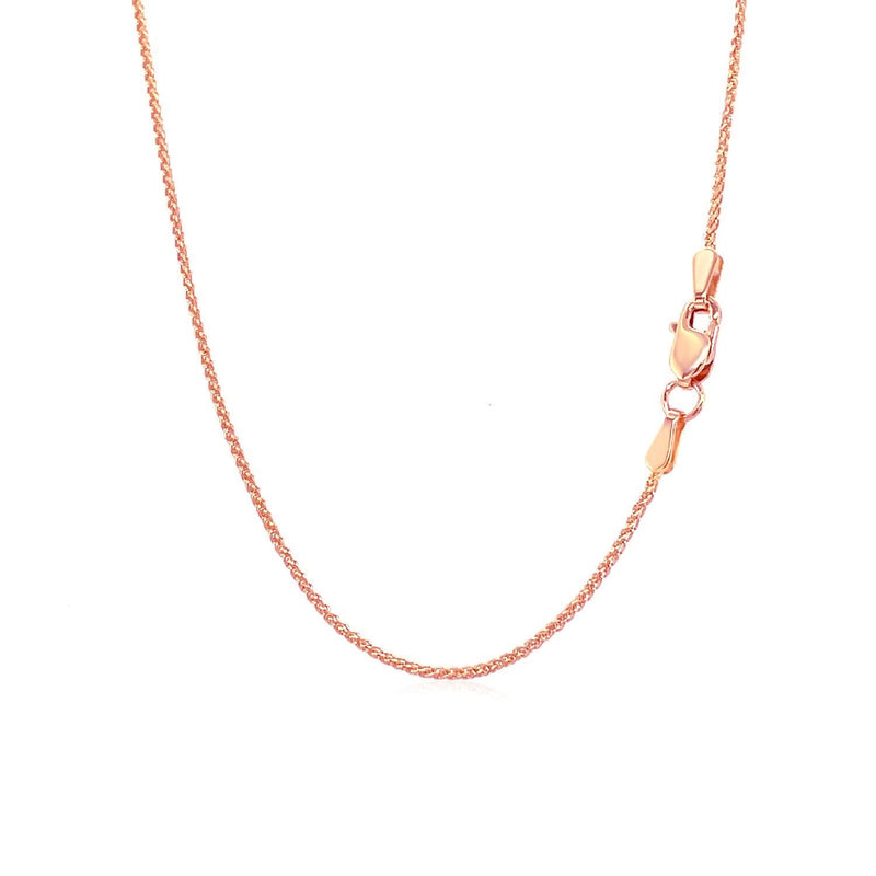 Bids.com 14k Rose Gold Round Wheat Chain (1.00 mm) Necklaces White Smoke 18 / Rose Gold