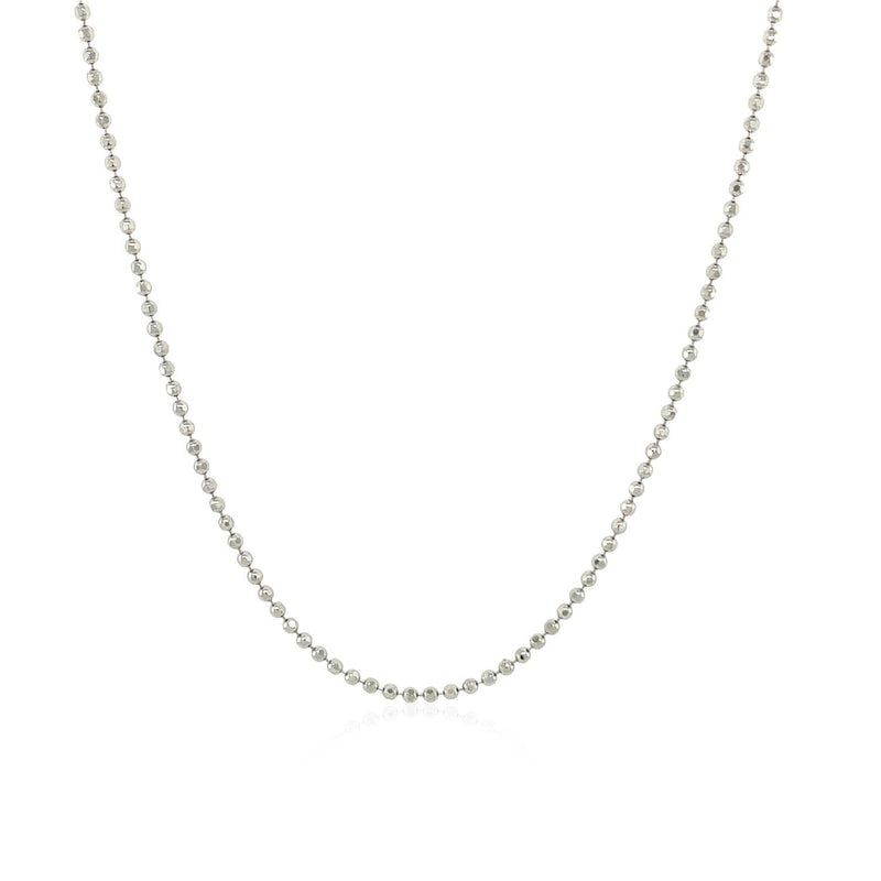 Bids.com 14k White Gold Diamond-Cut Bead Chain 1.2mm Necklaces White Smoke 16 / White Gold,18 / White Gold,20 / White Gold