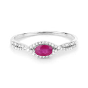 Bids.com 0.40 Carat Genuine Ruby and White Diamond 14K White Gold Ring Rings White Smoke size 5.00,size 6.00,size 7.00,size 8.00,size 9.00