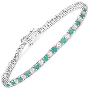 Bids.com 5.77 Carat Genuine Emerald and White Topaz .925 Sterling Silver Bracelet Bracelets White Smoke size 7.50,size 7.00