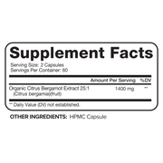 Nutrivein Nutrivein Premium Citrus Bergamot Supplement 1400mg 25:1 Bergamia Extract - 60 Day Supply - 120 Capsules White Smoke
