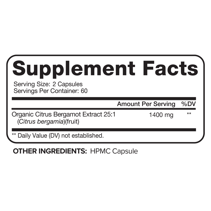Nutrivein Nutrivein Premium Citrus Bergamot Supplement 1400mg 25:1 Bergamia Extract - 60 Day Supply - 120 Capsules White Smoke