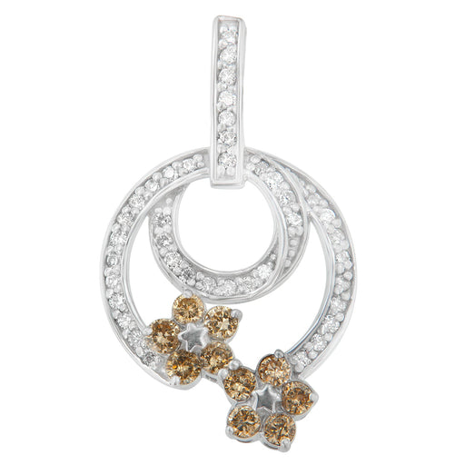 Bids.com .925 Sterling Silver 1 cttw Round Cut Diamond Floral Garden Pendant Necklace (H-I, I1-I2) Necklaces White Smoke White.Sterling Silver / 18