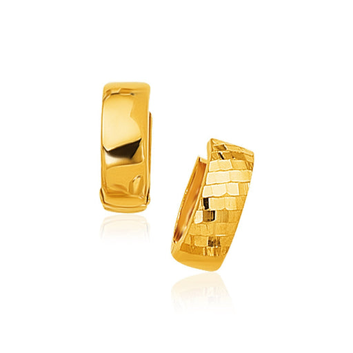 Bids.com 14k Yellow Gold Textured and Polished Hoop Earrings Earrings White Smoke Yellow Gold