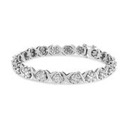 Bids.com 14K White Gold 6-1/3 Cttw Round Brilliant-Cut Diamond Round Cluster & X-Link 7" Tennis Bracelet (I-J Color, SI2-I1 Clarity) Bracelets White Smoke White.Gold / 7