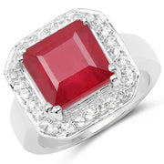 Bids.com 6.36 Carat Glass Filled Ruby and White Topaz .925 Sterling Silver Ring Rings White Smoke size 6.00,size 7.00,size 8.00,size 9.00