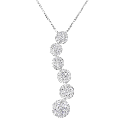 Bids.com 14K White Gold 1 cttw Diamond Cluster Journey Pendant Necklace (H-I, I1-I2) Necklaces White Smoke White.Gold / 18