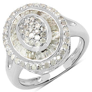 Bids.com 1.08 Carat Genuine White Diamond .925 Sterling Silver Ring Rings White Smoke size 8.00,size 6.00,size 7.00,size 9.00
